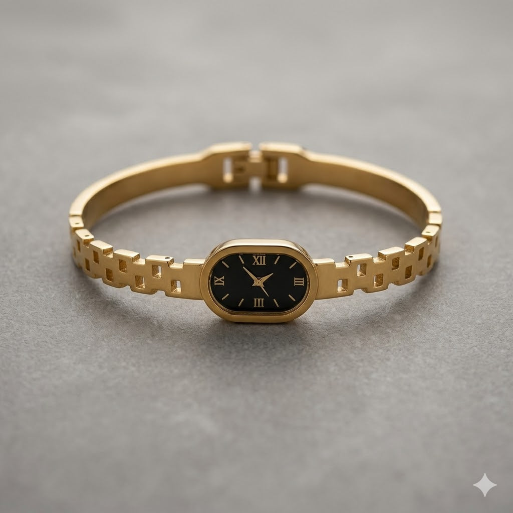 Stainless steel watch dial handcuff bracelet