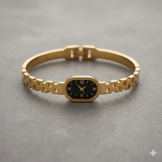 Stainless steel watch dial handcuff bracelet