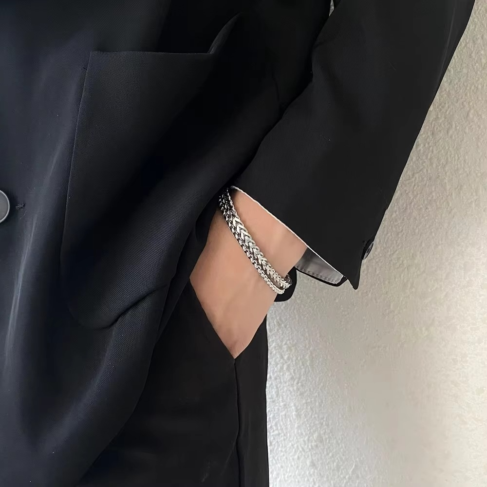 8mm Silver Foxtail Chain Bracelet